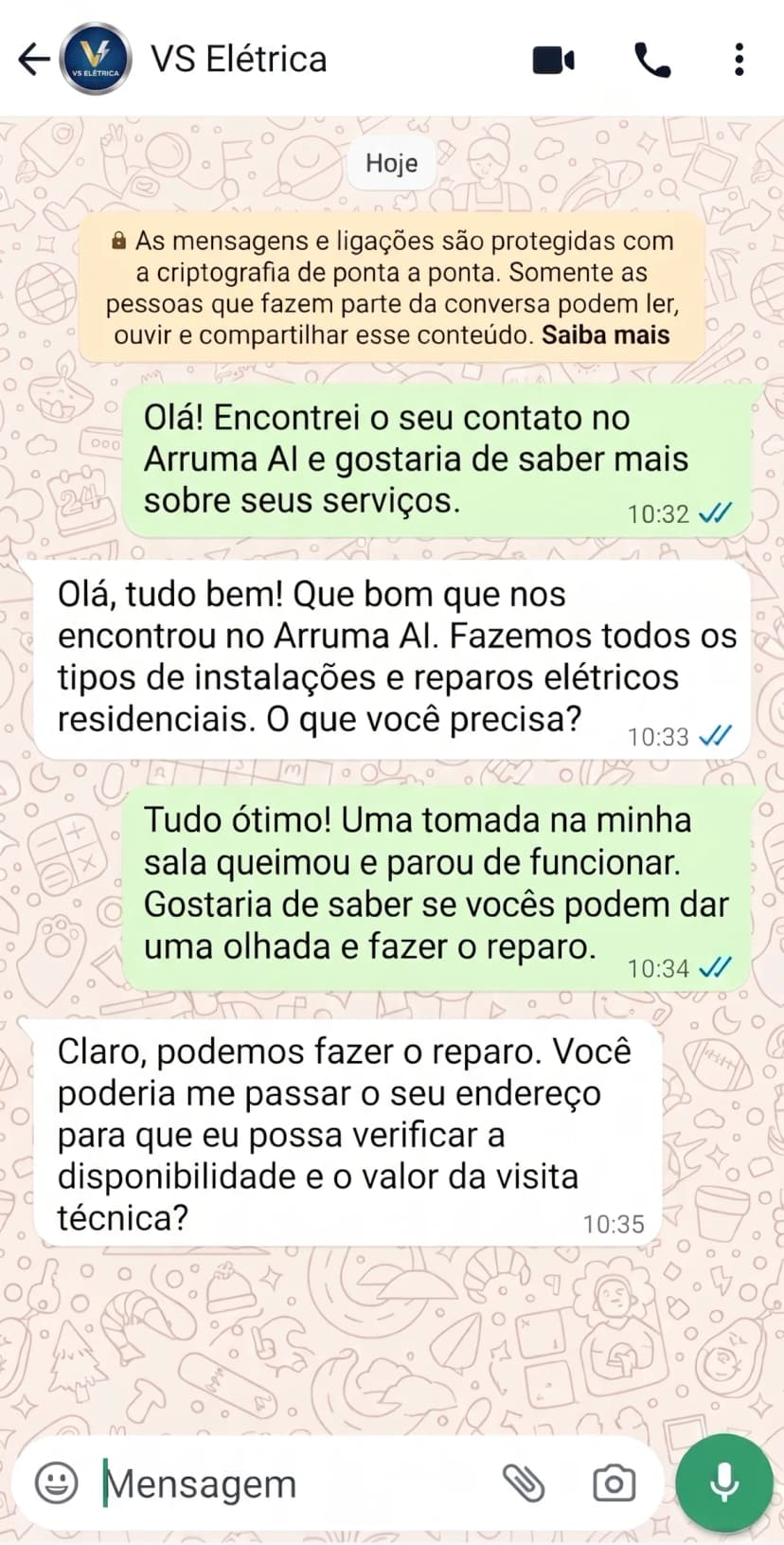 Perfil do prestador com botão de contato direto via WhatsApp